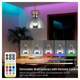 jengush Battery Operated Pendant Light,Battery GlassCeiling Light with Rechargeable Bulbs Remote Control 9 Colors Modes Dimmable Kitchen Island Bedroom Dining Room(Gray)