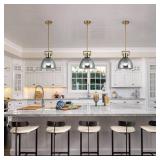 jengush Battery Operated Pendant Light,Battery GlassCeiling Light with Rechargeable Bulbs Remote Control 9 Colors Modes Dimmable Kitchen Island Bedroom Dining Room(Gray)