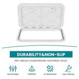 HECASA Marine Deck Boat Deck Access Hatch & Lid 24" x 14" with Non Slip Surface - White Rectangle(606mm x 353mm) 180 Hinge Strong Recessed Marine Caravan RV