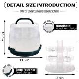 HomDSim Cake Carrier Round Cake Stand Plus Height Cake Container with Cupcakes Pad, Handle, Lid Reusable Package Box for Transporting Desserts,Pie,Toast,Fruit (10" Black)