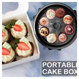HomDSim Cake Carrier Round Cake Stand Plus Height Cake Container with Cupcakes Pad, Handle, Lid Reusable Package Box for Transporting Desserts,Pie,Toast,Fruit (10" Black)