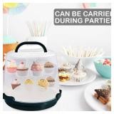 HomDSim Cake Carrier Round Cake Stand Plus Height Cake Container with Cupcakes Pad, Handle, Lid Reusable Package Box for Transporting Desserts,Pie,Toast,Fruit (10" Black)