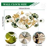 Retails for $110! Large Wall Clock for Living Room, 3D 47 Inch Metal Ginkgo Leaf Wall Decor, Boho Silent Non-Ticking Hanging Wall Clocks, Decorative Big Wall Clock, for Bedroom Dining Room Office (47.