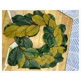 Serene Spaces Living Artificial Green Magnolia Leaf Wreath, Ideal to Hang at Wedding, Store Display, Window Sill, Fall Decor, Perfect Holiday D cor, Measures 24" Diameter and 4" Tall