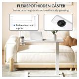 FLEXISPOT H7 Adjustable Overbed Bedside Table with Wheels Pneumatic Mobile Standing Laptop Desk Rolling Computer Cart Movable Overbed Table Hospital Home Use (31.5" W x 17.7" D, White Large)