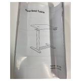 FLEXISPOT H7 Adjustable Overbed Bedside Table with Wheels Pneumatic Mobile Standing Laptop Desk Rolling Computer Cart Movable Overbed Table Hospital Home Use (31.5" W x 17.7" D, White Large)