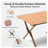 48Inch Folding Camping Table, Lightweight Roll-Up Table Aluminum Low Portable Picnic Table with Carrying Bag for Outdoor, Beach, Picnic, Backyards, BBQ and Party, Log Color
