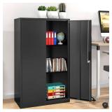 Retails for $100! Folding Metal Storage Cabinet with Lock,2 Doors and 2 Adjustable Shelves,Quick Assembly Foldable Steel Cabinet for Office Home Garage,Black