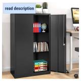 Retails for $100! Folding Metal Storage Cabinet with Lock,2 Doors and 2 Adjustable Shelves,Quick Assembly Foldable Steel Cabinet for Office Home Garage,Black