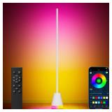 Keepsmile Smart RGB LED Corner Floor Lamp,172 LEDs Bright Standing Lamps for Living Room with APP and Remote,Modern Floor Lamp with Music Sync and 16 Million Colors, Ambient Lighting for Bedroom White