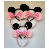 NEWTGAN 20 PCS Mouse Ears Headbands for Birthday Party Theme Park Costume Play Celebration for Boys and Girls (black,pink) (pink black)