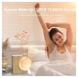 AIRIVO Alarm Clock for Bedrooms, Sunrise Alarm Clock Wake Up Light for Kids Teens, White Noise Sound Machine, Moon Light Dual Alarms for Heavy Sleepers, Night Light Clock for Preppy Room Decor