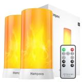 Hompavo LED Flame Lights with Remote & Timer, 4-Mode Rechargeable Battery Operated Flameless Candles, Waterproof Pillar Flickering Lanterns for Bathroom Patio Wedding Halloween Home Decor