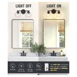 Emak 2-Light Black Bathroom Light Fixtures Over Mirror, Globe Bathroom Vanity Lights with Clear Glass Shade, VL114-BKL-2