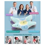 Cervical Neck Pillow for Pain Relief, Ergonomic Side Sleeper Pillow for Sleeping, Orthopedic Contour Memory Foam Bed Rest Pillows for Sleeping, Cooling Cervical Pillow for Back Stomach Sleepers