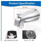 Dreyoo 5 1/4 Inch Bathroom Tub Spout Compatible with Westbrass E531D-1F-62, Fits Wall Front Mount Tub Spout with Shower Diverter 1/2