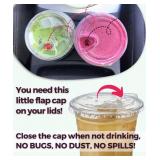 100 Pack 9 oz Clear Plastic Cups with Strawless-Sip-Lids, Disposable Cups Plastic Iced Coffee Cups, To Go Cups with Sip Through Lids for Smoothie, Milkshake, Cold Drinks for Party, Wedding, Event