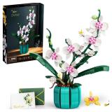 JOJO&Peach Orchid Bonsai Building Set, Botanical Collection, Artificial Flowers for The Home or Office, Gifts for Valentine, Mother