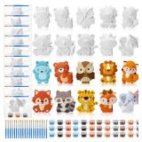 Simgoing 20 Set Jungle Animals Ceramic Painting Kit DIY Ceramic to Paint Your Own Safari Animal Figurines Unpainted Plaster Arts and Craft for Adults Holiday Birthday Party Favors