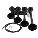 DriSentri 12V / 24V Truck Train Air Horn, 185dB Super Loud Four Trumpet Air Horn for Car Vehicle Truck Train Boat