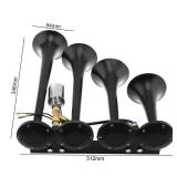 DriSentri 12V / 24V Truck Train Air Horn, 185dB Super Loud Four Trumpet Air Horn for Car Vehicle Truck Train Boat