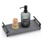 Segbeauty 12x6in Large Vanity Tray, Instant Stone Drying Mat for Bathroom Kitchen Counter, Diatomaceous Fast Dry Soap Organizer With Handle