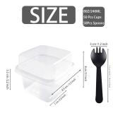 100 Pack 8OZ Plastic 50Pcs Square Dessert Cups with Lids and 50Pcs Spoons,Square Ice Cream Container with Forks, Disposable Parfait Cups for Mousse Cupcake Pudding Snacks Yogurt Parfait Fruits 50Sets