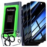 Ferilinso Auto-Dust-Install 3 Pack Privacy Screen Protector for iPhone 17 Pro with (Private Accessories)-Metal Aluminum Alloy Camera Lens Protector, Tempered Glass Cover, Case Friendly