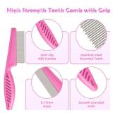 Flea Comb Set for Cats & Dogs - 6 Pack Pet Grooming for Small, Medium & Large Pets (Pink)
