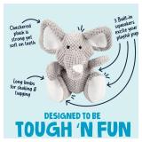 goDog Checkers Elephant Tough Plush Toy with Chew Guard Technology, Durable Checkered Fabric & Squeaker for Active Play, Gray, Large