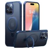 TORRAS Magnetic Ostand for 16 Pro Max Case with Stand, [Military Grade Drop Tested][Compatible with MagSafe] Translucent Slim Back Soft Edge Case for 16 Pro Max 6.9 inch 2024, Blue