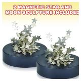 ArtCreativity Magnetic Moons & Stars Sculpture (Set of 2) - Desk Magnet Fidget Toys for Adults, Stress-Relief Office Decor, Stocking Stuffers & Educational Development Toys for Kids