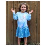 Disney Frozen Elsa Toddler Girl Dress Sequin Casual Long Sleeve Sweatshirt Dresses Character Print Cute Fall Outfit Birthday Party Gift Holiday Costume Clothes Sport Set Blue 5-6 Years