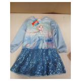Disney Frozen Elsa Toddler Girl Dress Sequin Casual Long Sleeve Sweatshirt Dresses Character Print Cute Fall Outfit Birthday Party Gift Holiday Costume Clothes Sport Set Blue 5-6 Years
