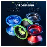 MAGICYOYO V13 DEEPSPIN Bi-Material Yoyo for Kids 8-12, Dual Purpose Professional Yoyo for All Skill Levels, Trick Yo yo with 12 Yo-yo Strings, Finger Brace, Bearing Kit (Red+Black Rings)
