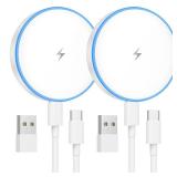 MagSafe Charger 2 Pack 15W Magnetic Wireless Charger Fast Charging Pad Compatible with iPhone 17/16/15/14/13/12 Series & AirPods 4/3/2/Pro Magnetic MagSafe Charging Pad with Dual Ports