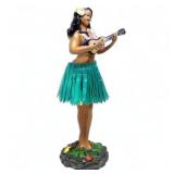 KC Hawaii Leilani Dashboard Hula Doll Playing Ukulele Green 7 in (One Arm Broken)