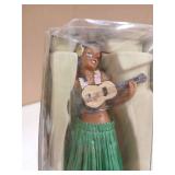 KC Hawaii Leilani Dashboard Hula Doll Playing Ukulele Green 7 in (One Arm Broken)