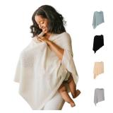 Breathable Nursing Cover Up for Breastfeeding - Privacy Nursing Covers - Newborn Essentials Must Haves - Improved Ponchy by Gold Mamas - Sand