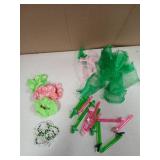 LIUBUJINGYING Priness Theme Party Favor Supplies 8 Bracelets  9 Pink and Green Velvet Hair Scrunchies 13 Bubbles 13 Organza Bags Friendship Matching Bracelets for Women Birthday Party Dress Decor