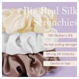 OLESILK Silk Scrunchies Oversized 100% Mulberry: Large for Long Thick Hair, Soft and Smooth for No Damage Hair Care Sleeping, Vintage Fashion 2pk
