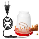 Saillong Chickens Water Heater Cord, Heated Chicken Waterer for Winter, Freeze Proof Heated Waterer for Poultry, Small Animals (Rabbits, Guinea Pigs, etc.), Prevent Water Freezing in Drinkers (1 Pack)