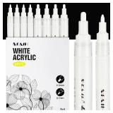 SFAIH Acrylic White Paint Pens - 8 Pack 2-3MM Medium Tip & 0.7MM Extra Fine Paint Marker for Rock Painting, Wood, Metal, Fabric, Plastic, Canvas, Glass, Ceramic, Diy Crafts, White Out Pen