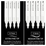 SFAIH Acrylic White Paint Pens - 8 Pack 2-3MM Medium Tip & 0.7MM Extra Fine Paint Marker for Rock Painting, Wood, Metal, Fabric, Plastic, Canvas, Glass, Ceramic, Diy Crafts, White Out Pen