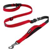 Fida 6-in-1 Hands Free Dog Leash Heavy Duty, Reflective Wasit Corssbody Dog Leash with Car Seat Clip | Adjustable for Running Hiking | Shock Absorbing Bungee, Dual Padded Detachable Handles (Red)