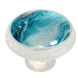 LORVIES 4 Pack 1.37" Marble Decorative Cabinet Knobs, ABS Glass Round Transparent Clear, Dresser Drawer Door Handles Pulls for Home Kitchen Bedroom (Aquamarine Gold Liquid)