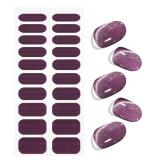 JMEOWIO Gel Nail Stickers Deep Purple Cat Eye Semi Cured Gel Nail Strips Wraps UV/LED Nails Art Design Decoration Accessories