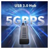 6Ft 7-Port USB 3.0 Hub for Desktop, Aluminium USB Extender Hub 5Gbps, Multiport Adapter, Long Cable for Desktop, PC, Flash Drive, Mobile HDD, Windows/XPS, 1.8m