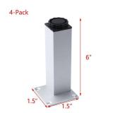 HEVSTIL Set of 4 White Adjustable Furniture Legs Aluminium Alloy Sofa Support Foot Metal Square Cabinet Leveling Legs Modern Couch Legs - 5.91" Height
