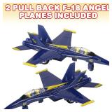 ArtCreativity Diecast F-18 Blue Angel Jets with Pullback Mechanism, 2 pcs, 6.75 inches Diecast Metal Jet Plane Fighter Toys for Boys, Air Force Military Cake Decorations, Aviation Party FavorsOne Piec